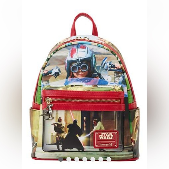 Loungefly star war scenes series phantom menace mini back pack burgundy NWT - Picture 1 of 10